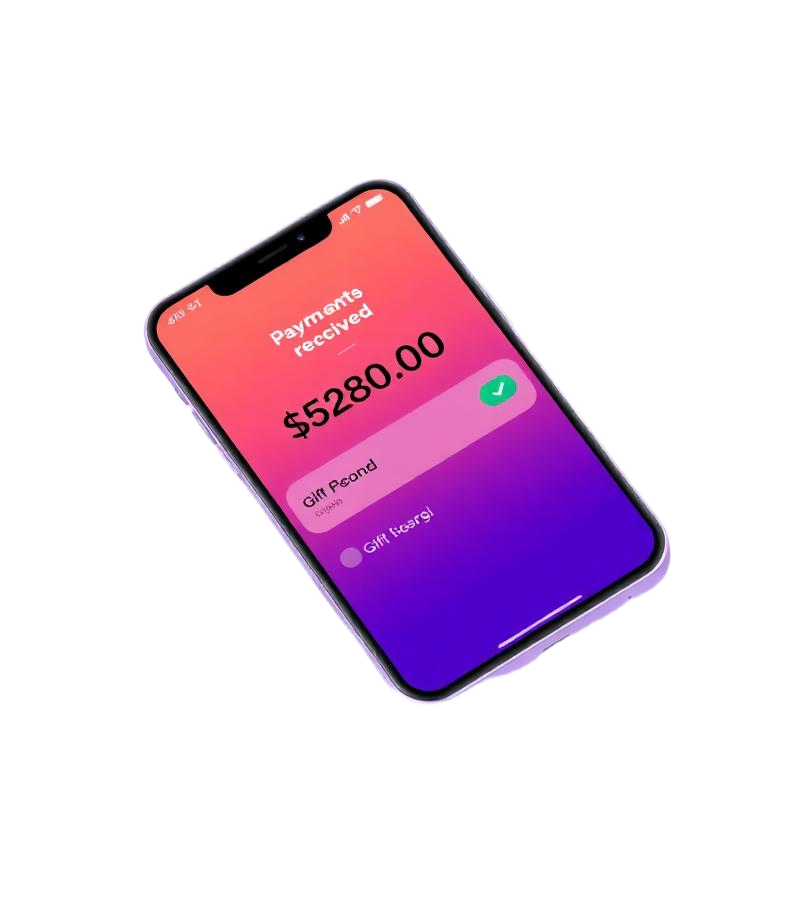 Phone showing payment receipt of $280